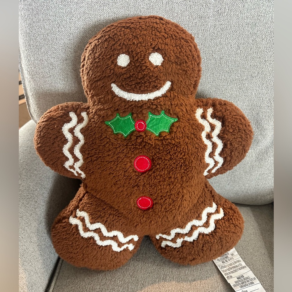 Gingerbread Man Holiday Plush Pillow